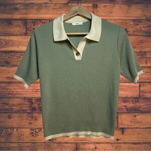 5 for $25🔥Found Olive Green‎ Ribbed Collared Shirt Small